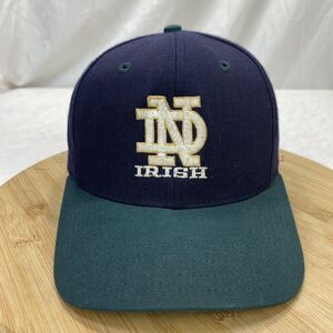 Vintage Notre Dame Hat Cap Fitted Size 7 1/2 Pro Blue Green Gold Made In USA